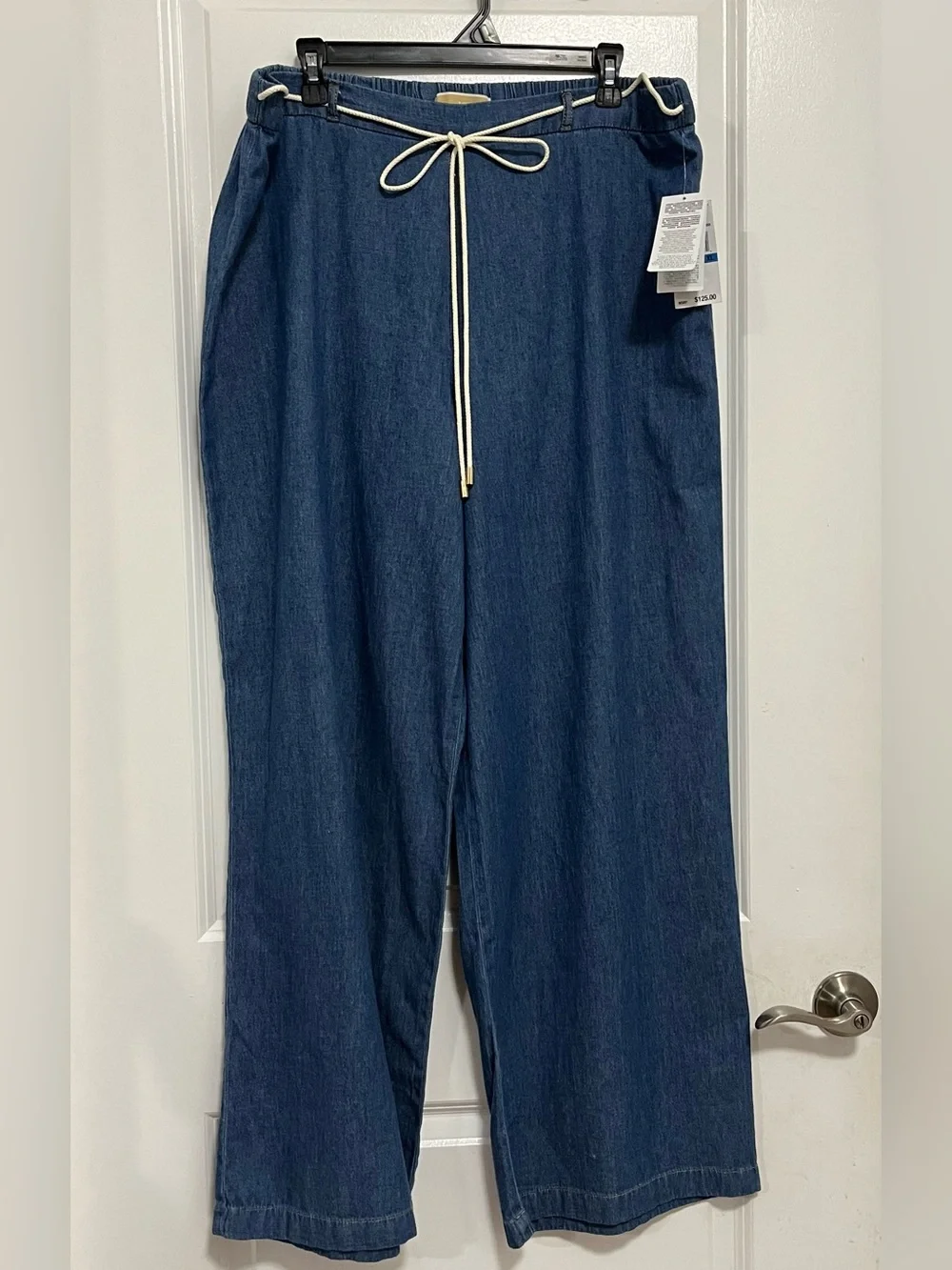 NWT Michael Kors Wide Leg Chambray Drawstring Pants XL